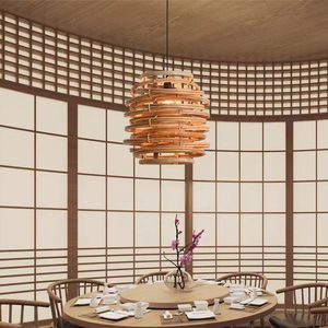Rattan Chandelier Round E27 Led <b>Light</b> For Restaurant Living Room Bedroom Handmade Bamboo Pendant Lamp - Product Image 3