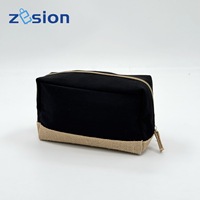Pochette d'accessoires de voyage pour femmes Jute Canvas Trolley Trousse de maquillage avec fermeture à glissière pour Cubes d'emballage et stockage de cosmétiques Lifestyle
