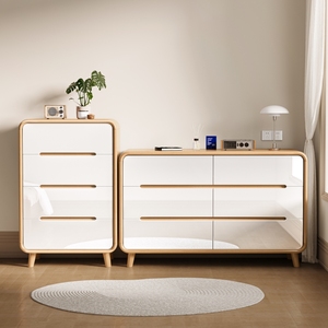 <span class=keywords><strong>Commode</strong></span> moderne de luxe en bois massif de caoutchouc à 4 tiroirs pour chambre, salon et armoire de rangement hospitalière - Product Image 6