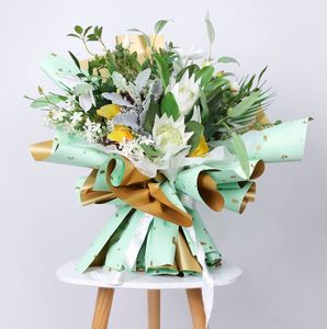 Papel de Envolver Flores de Plástico, Novedad 2021, Hoja de Papel Dorado de una Sola Cara para Floristería - Product Image 6