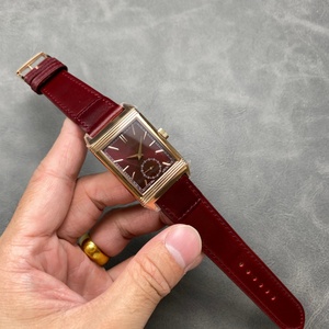 Men's Retro Reverso Watch Classic <b>Red</b> Dial Sapphire Crystal Luxury Stainless Steel Case Leather Strap Reversible Watch 10 Bar - Product Image 3