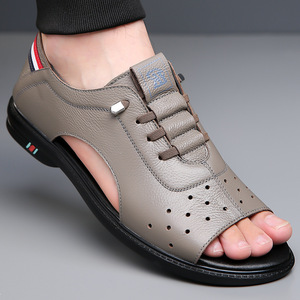 <span class=keywords><strong>Sandales</strong></span> d'été décontractées en cuir pour hommes Xuanhui, respirantes, à bout ouvert, style <span class=keywords><strong>gladiateur</strong></span> romain, légères, plates, pour la plage - Product Image 5