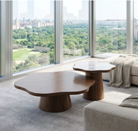 Ensemble de tables basses gigognes rondes en MDF et noyer, style moderne du milieu du siècle, 2 pièces, pour la décoration de la maison et du bureau