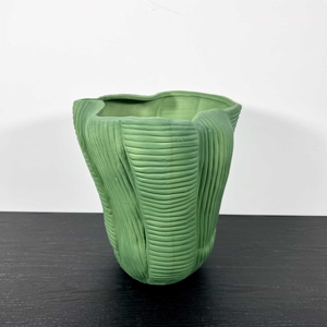 Modern Ceramic & Porcelain <b>Vase</b> Set Irregular Green Flower Design for Home Decor Matte & Glazed <b>Vases</b> for Patio Pot Usage - Product Image 2