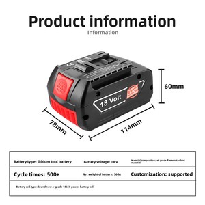 Batería de Litio de 18 V Compatible con <span class=keywords><strong>BOSCH</strong></span> BAT618, para Taladro Eléctrico, Taladro Percutor, Herramienta Eléctrica, Disponible para Venta al por Mayor - Product Image 4