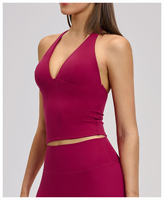 Brassières de sport pour femmes à col en V, dos nu, respirantes, pour yoga et fitness, hauts courts personnalisables
