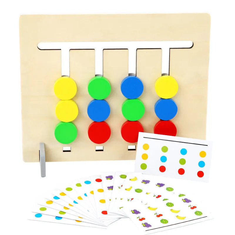 Entrenamiento de razonamiento lógico, juguetes educativos para niños, juego de combinación de colores de madera para niños