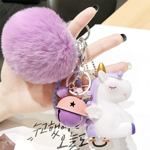 <span class=keywords><strong>Porte</strong></span>-clés <span class=keywords><strong>pompon</strong></span> en peluche <span class=keywords><strong>licorne</strong></span>, mignon, pour femmes, boule ronde, en fausse fourrure de lapin, bibelot, pour sac de voiture, cadeau, 1 pièce - Product Image 3