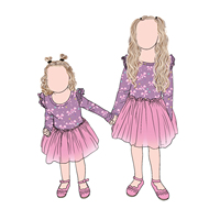 Gaun Tutu Anak Little Glow Kids Lengan Panjang Custom dengan Lipatan Ruffle 2 Lapis Tulle dan Lengan Mengembang Tulle