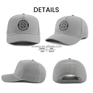 Casquette de baseball unisexe personnalisée en polyester à 5 panneaux, perforations découpées au laser, haute performance, avec cordon, pour le golf et le sport, vente en gros OEM - Product Image 4
