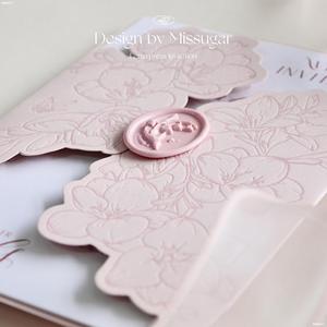 Cetak Logo kustom kualitas tinggi proses cetak Timbul 3D kreatif kartu pernikahan terlaris dengan amplop - Product Image 3