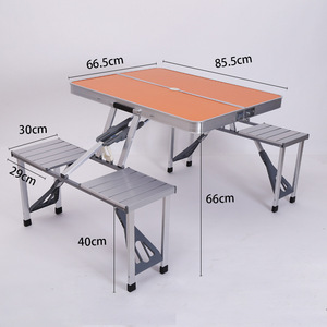 Outdoor Integrated Foldable Metal Aluminum Alloy Chair <b>Table</b> Set Four-Piece Night Market Stall Camping <b>Table</b> Outdoor Furniture - Product Image 2