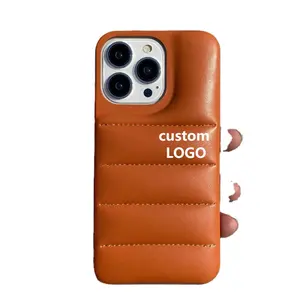 Logo Kustom untuk Iphone Puffer Case Capa De Celular Carcasas Funda Coque untuk iPhone 13 Pro Max Case Cover Down Jacket Case Telepon