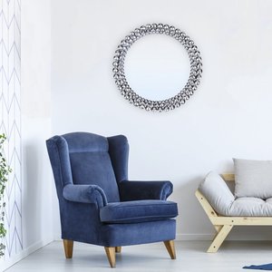 <span class=keywords><strong>Miroir</strong></span> <span class=keywords><strong>mural</strong></span> perles argentées salon salle de bain entrée suspendu monté accent maquillage rond métal bijou <span class=keywords><strong>grand</strong></span> luxe moderne - Product Image 3