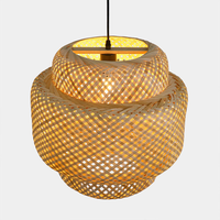 Lampe suspendue en bambou naturel tissé à la main HN, lampe suspendue en osier à 2 niveaux pour la décoration bohème de la maison, du restaurant et de l'hôtel