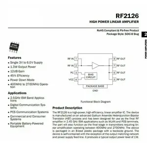 RF2126 400M-2700MHZブロードバンドRFパワーアンプ2.4GHZ 1W for WIFI BTハムラジオアンプ
