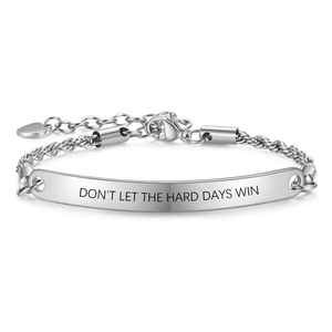 Heart-shaped <b>Engraved</b> Bracelet 5mm Gold Silver Don't Let the Hard Days Win Unisex Gift Jewelry - Product Image 2