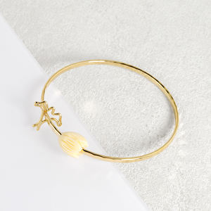 Brazalete de latón de oro de 18 quilates paraíso pájaro cuentas de jazmín personalizadas brazalete Hawaiano - Product Image 1