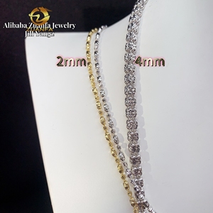 2mm 4mm Moon Ice Bead <b>Chain</b> Plain 925 Silver 18K Gold Plated Necklace Bracelet NO Moissanite <b>Rope</b> <b>Chain</b> Milk Cut Gift - Product Image 1