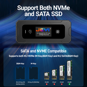 Jeyi nhà máy hình ảnh thông minh M.2 SSD nhôm bao vây usb3.2 Gen2 10gbps thời gian thực Temp giám sát 10 chế độ NVMe/SATA M + B Key - Product Image 5