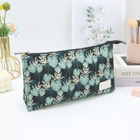 Tas Kosmetik Kanvas Tahan Lama Warna Hijau Hitam, Tas Makeup Resleting, Dompet Wanita, Tas Tangan Lipat, Grosir untuk Wanita