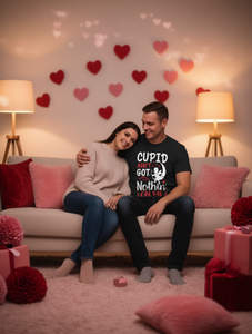 Cupid Ain't Got Nothin On Me T-shirt per San Valentino T-shirt da uomo in cotone con scollo rotondo stampato, regalo d'amore primaverile - Product Image 2