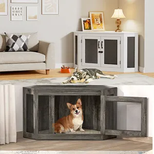 Stile di mobili jaula para perros elegante cassa per cani ad angolo in legno MDF ecologico con filo