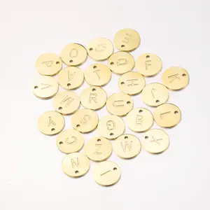 Mirror Polishing Stainless Steel Alphabet Gold Letter Beads Initial metal Letter Pendants Charm Letters for Jewelry Making