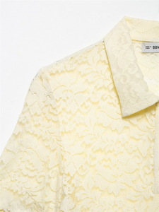 Camicia corta estiva da donna in <span class=keywords><strong>pizzo</strong></span> a <span class=keywords><strong>maniche</strong></span> <span class=keywords><strong>corte</strong></span>, casual e alla moda, ideale per il clima caldo - Product Image 6