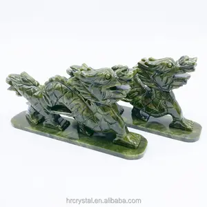 Healing Semi-precious Stone Crafts Xiuyu Jade Dragon Figurine Gemstone Crystal dragon Carvings