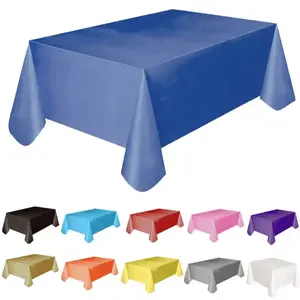 PE Plastic Table Cloth Solid Color Home Outdoor Wedding Hotel Party Banquet Tablecloth Rectangle Party Decoration