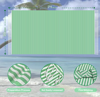 Oversized 100% Turkish Cotton Beach Towel High Quality Custom White with Striped Design and Tassels Printed Technique