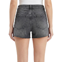 XUCHANG Fabricant de Jorts Vintage Taille Haute Personnalisés avec Logo OEM, Shorts en Jean 100% Coton Lavé à Ourlet Brut pour Femme
