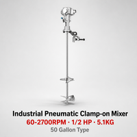 Mélangeur pneumatique à fixation par pince de 50 gallons, 1/2 CV, 60-2700 tr/min, agitateur de peinture industriel, diamètre de la lame de 155 mm, 42 L/min d'air