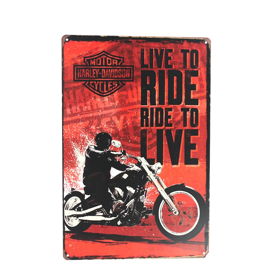 Vente en gros, plaque commémorative de moto personnalisée, décoration murale Vintage