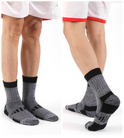 Chaussettes thermiques en laine pour hommes, logo personnalisé, chaussettes de sport et de randonnée en laine mérinos, coussinées pour l'extérieur
