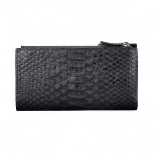 2023 personalizzato nuovo stile di lusso vera e propria <span class=keywords><strong>pelle</strong></span> di serpente in <span class=keywords><strong>pelle</strong></span> da donna sottile cerniera piatta una piega lunga carta <span class=keywords><strong>portafoglio</strong></span> - Product Image 3