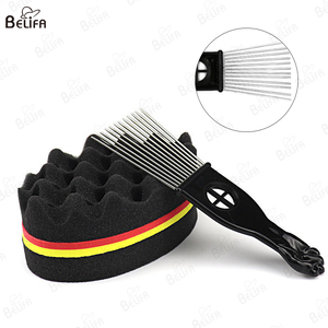 Peigne Afro Curl <span class=keywords><strong>Twist</strong></span> Sponge Set Peigne Afro Pick et éponge à boucles à deux côtés pour hommes noirs - Product Image 3