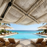 Installation de macramé commercial sur mesure, macramé en coton tissé à la main de grande taille, décoration de plafond pour restaurant en bord de mer