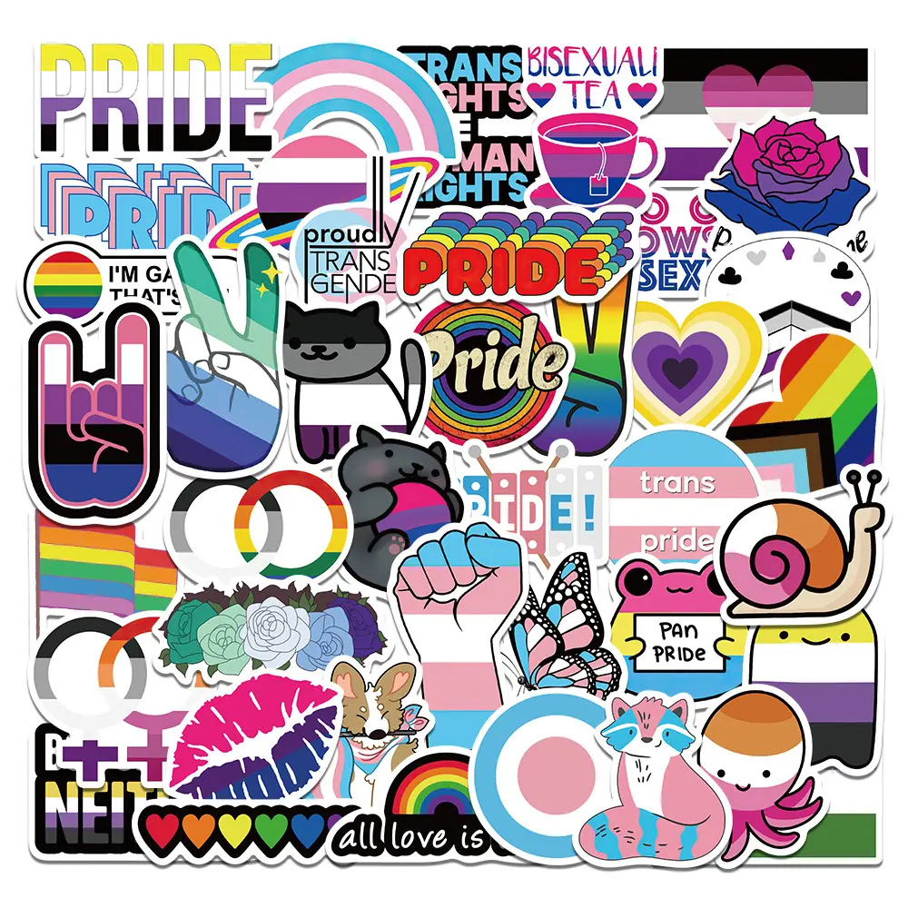 50pcs LGBTQ Stickers Gay Pride graffiti Stickers for Laptop DIY Skateboard Guitar Water Bottle Book Waterproof Vinyl Stickers