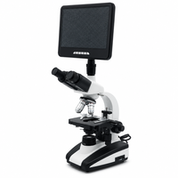 Microscope biologique avec écran LCD numérique de 10,1 pouces, trinoculaire, objectifs à huile 4X-100X pour l'enseignement en laboratoire scolaire