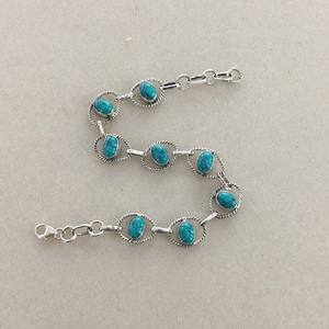 Pulseras de piedras preciosas ovaladas turquesa Plata de Ley 925 al por mayor atractivo diseñador para regalos y fiestas - Product Image 3