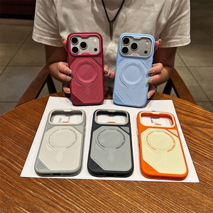 Coque de téléphone magnétique de refroidissement à armure mécanique pour iPhone 18 17 16 15 14 Pro Max, dos mat givré couleur unie motif nid d'abeille, Nouveauté - Product Image 3