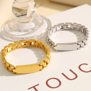 Fashion Chain Link <b>Bracelet</b> Gold Tone Zinc Alloy Channel <b>Set</b> Zirconia Geometric Unisex Jewelry - Product Image 2