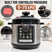 Cuisinière à pression électrique, capacité 6L, 1000W, fonction minuterie, cuve intérieure en aluminium antiadhésive, automatique, pour hôtel