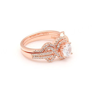 New Fashion Rose Gold Bridal <b>Ring</b> <b>Set</b> Sterling Silver Engagement <b>Women</b> Wedding Band Jewelry - Product Image 3