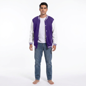Wholesale FINER THREADS College Men's Varsity Jackets Breathable Polyester/Cotton Stand Collar Front Logo Plus Size Customizable - Product Image 1