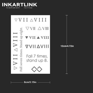 Tatuaje Adhesivo Personalizado con Números Romanos, Diseño 'Fall Seven Times Stand up Eight', Herbal, Semipermanente, Arte Corporal para Brazo, 15 Días, Venta al por Mayor - Product Image 3