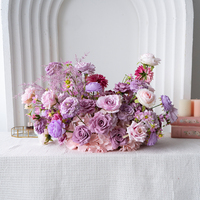 Arrangement de fleurs de table longue romantique pièce maîtresse florale artificielle pour décor de réception de banquet de mariage