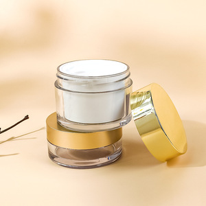 Vàng sang trọng nắp <span class=keywords><strong>30ml</strong></span>/50ml Pet hai lớp kem cơ thể lọ tùy chỉnh màu Trắng nhựa bạc vít đầu nắp xi lanh hình dạng 58 Mét - Product Image 3